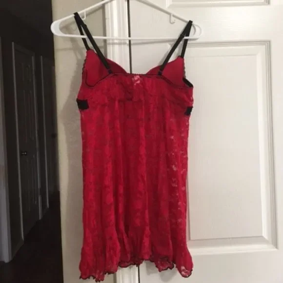 Women's Gilligan & O'Malley Chemise--Size M--Red/Black - Picture 2 of 3